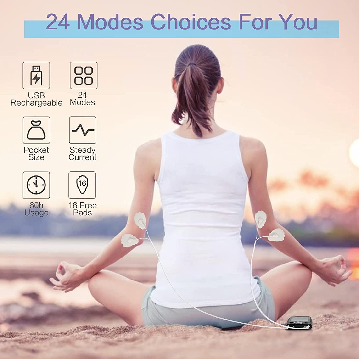 DR PT DR PT Smart Muscle Massager Dual Channel TENS EMS Unit for Pain Relief Therapy, Electronic Pulse Massager 10 Pads, Dust-Proof Drawstring Storage Box,Fastening Cable Ties, Battery Powered, Black