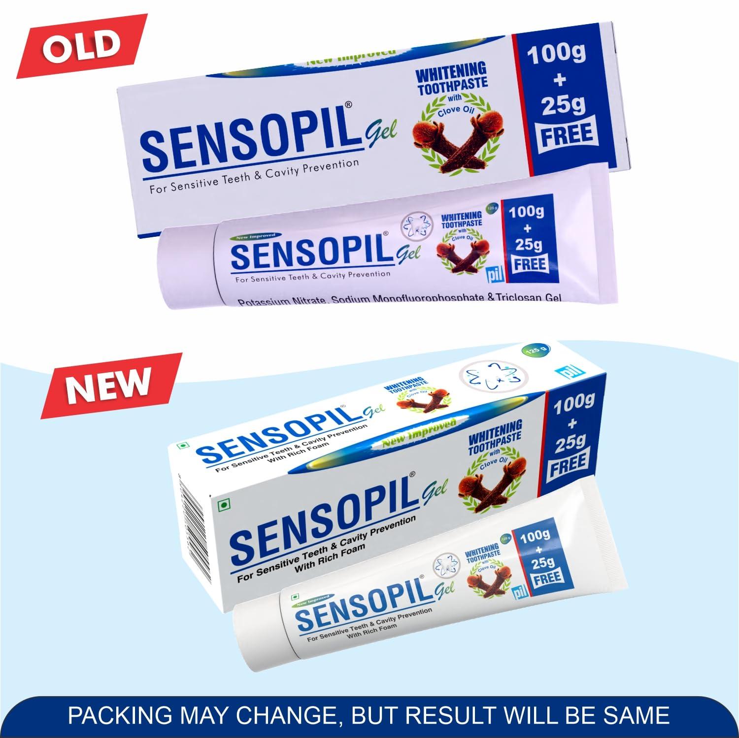 pil Sensopil Gel Whitening Toothpaste With Clove Oil & Dual Action Formula | For Sensitive Teeth & Cavity Prevention- (125g Each) (Pack of 2) | AFR23117