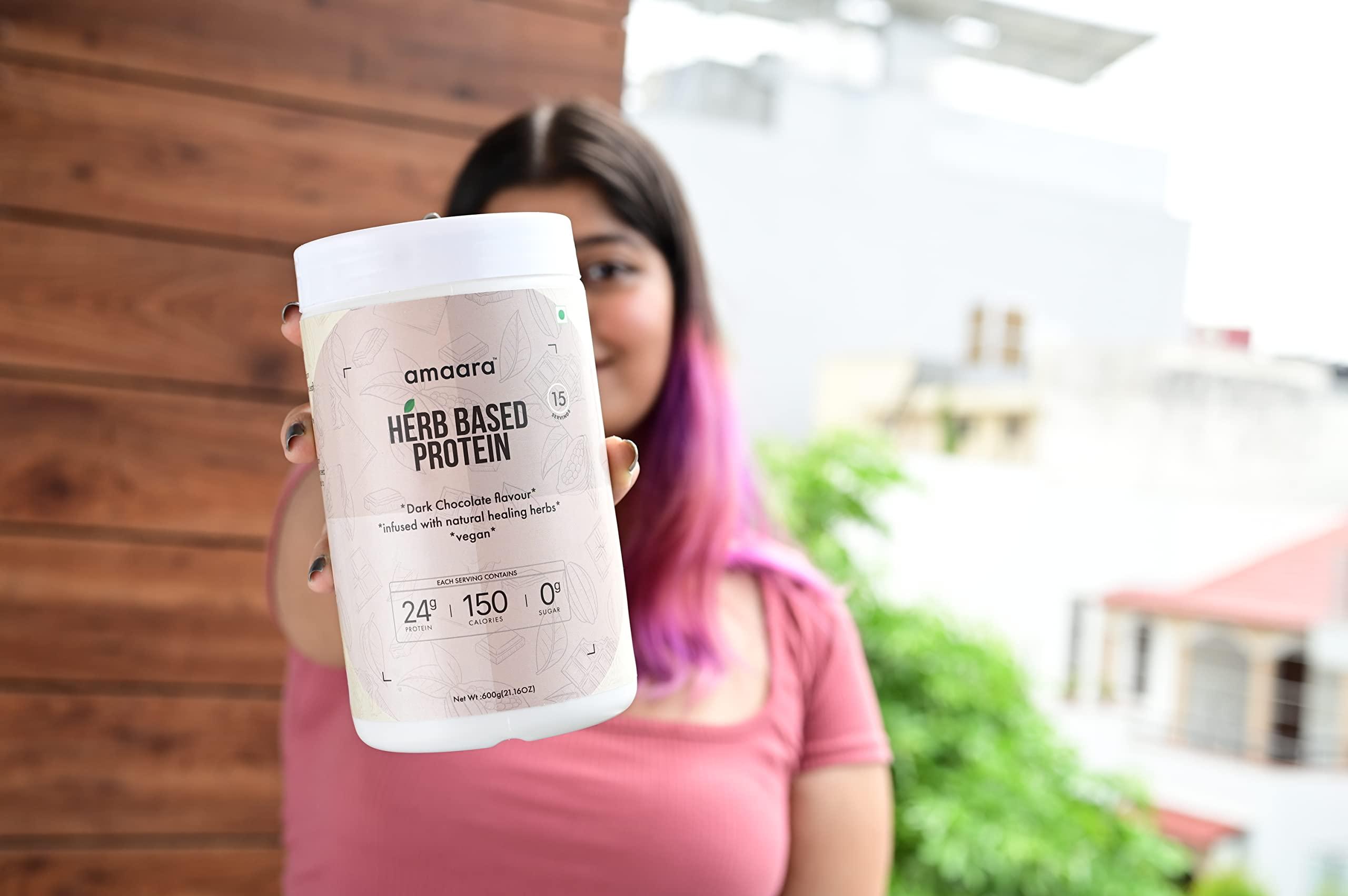 Amaara Herbs Amaara Herbs Plant Protein Powder, Pea Protein Powder with Goodness of Herbs, Plant Based Protein Powder for Men & Women 100% Vegan, Isolate Protein Powder 24g Protein/Serving (Dark Chocolate, 1200g)