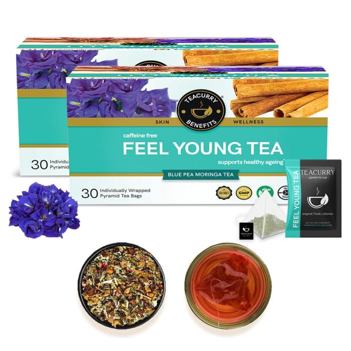 TEACURRY TEACURRY Anti Aging Tea - 60 Tea Bags | Feel Young Tea Helps in Skin Glow, Hair Care and Premature Ageing | Skin Tea | Anti Agering Tea for Women and Men
