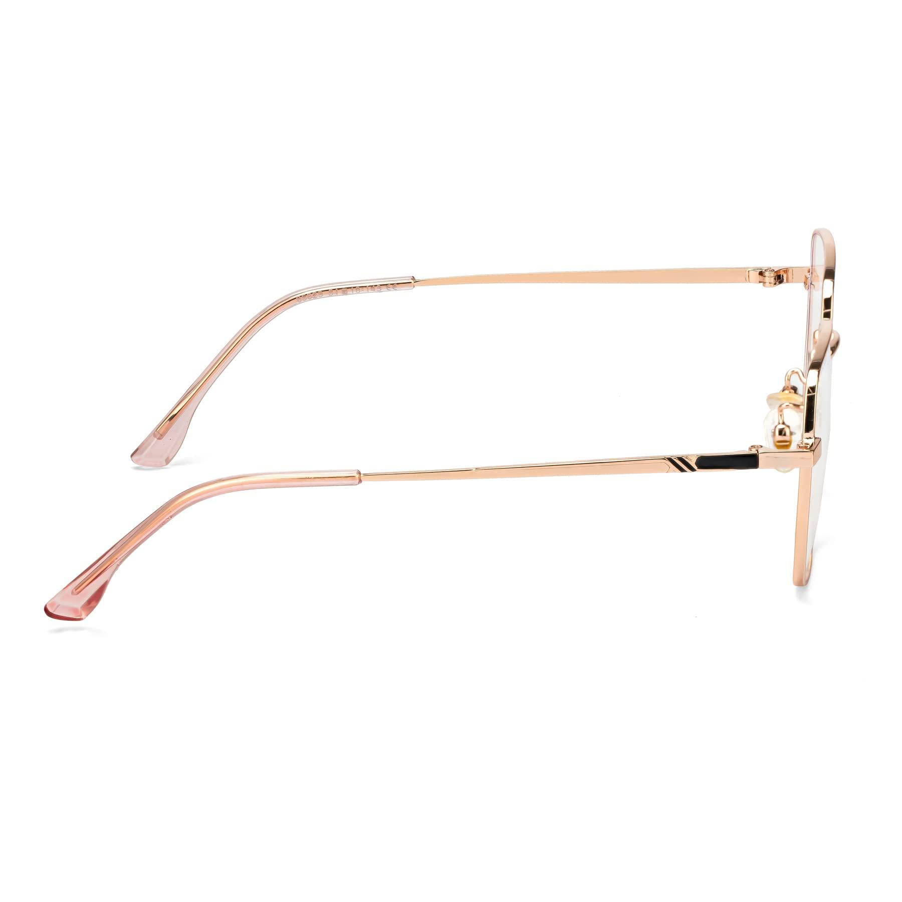 ROYAL SON ROYAL SON Unisex\'s C5 Blue Block Lens | Golden Frame Reading Glasses-M (SF0016-C5)