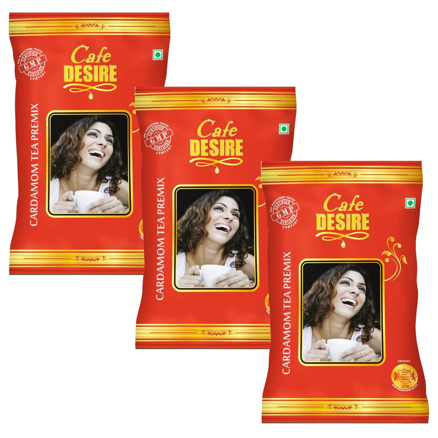 Cafe DESIRE I DRINK SUCCESS Cafe DESIRE I DRINK SUCCESS Instant Cardamom Red Range Darjeeling, Powder Tea Premix (3 Kg)|Pack Of 3 X1 Kg|Makes 250 Cups|Rich Taste As Home-Made|3 In 1 Instant Tea Premix|Just Add Hot Water