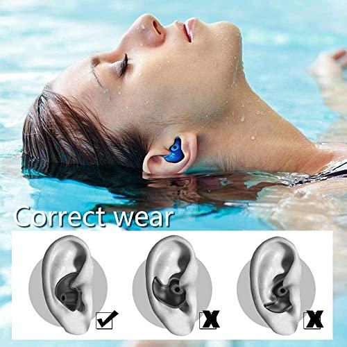 Street27 Street27™ Swimming Ear Plugs For Adults Kids Waterproof Reusable Professional Silicone Swimming Ear Cap Soft Anti-Noise Ultra Comfy Swim Earplugs with Storage Case (4 pairs_Black+Blue+Pink+White)