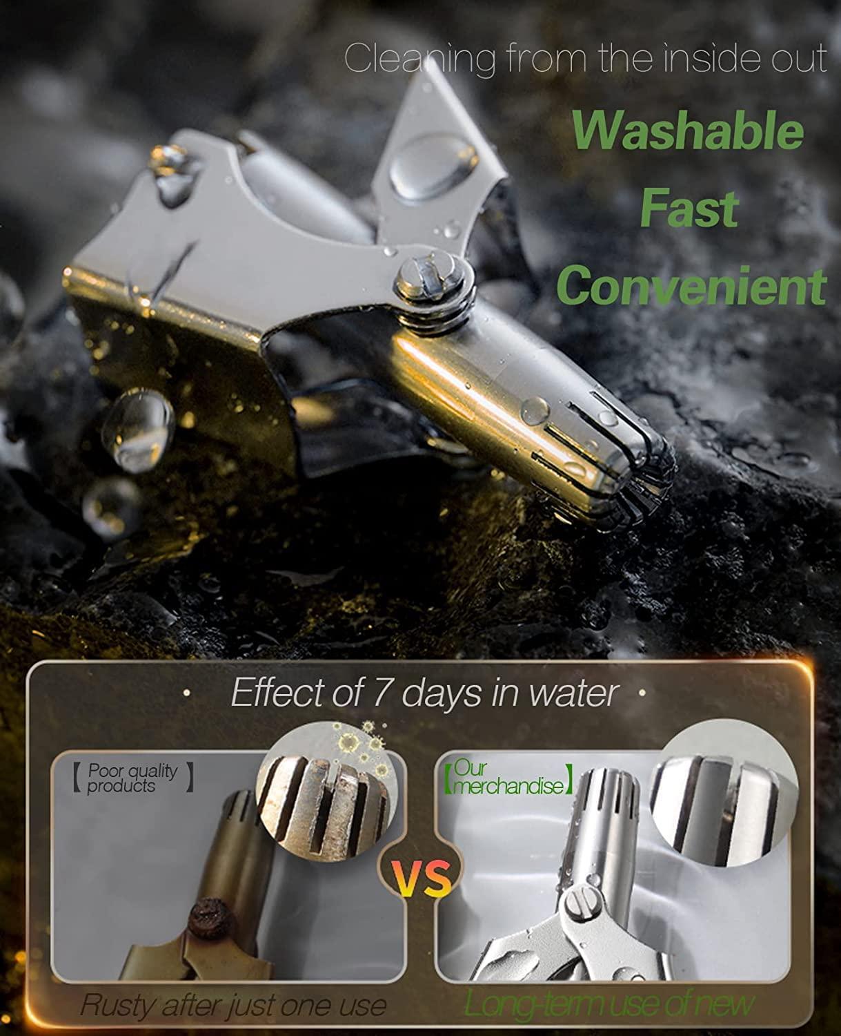 Ritmo Ritmo Nose & Ear Hair Trimmer (No Batteries Required)- Portable Stainless Steel Nose Hair Remover for Men & Women/Professional Manual Washing Vibrissa Razor Nasal Shaver