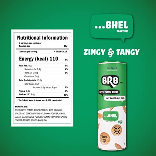 BRB BRB Popped Potato Chips | Not Baked, Not Fried | 85 Grams | Bhel Flavour | 60% Less Fat | Low Calorie | Healthy Snack,XXL Tub - Bingeworthy!