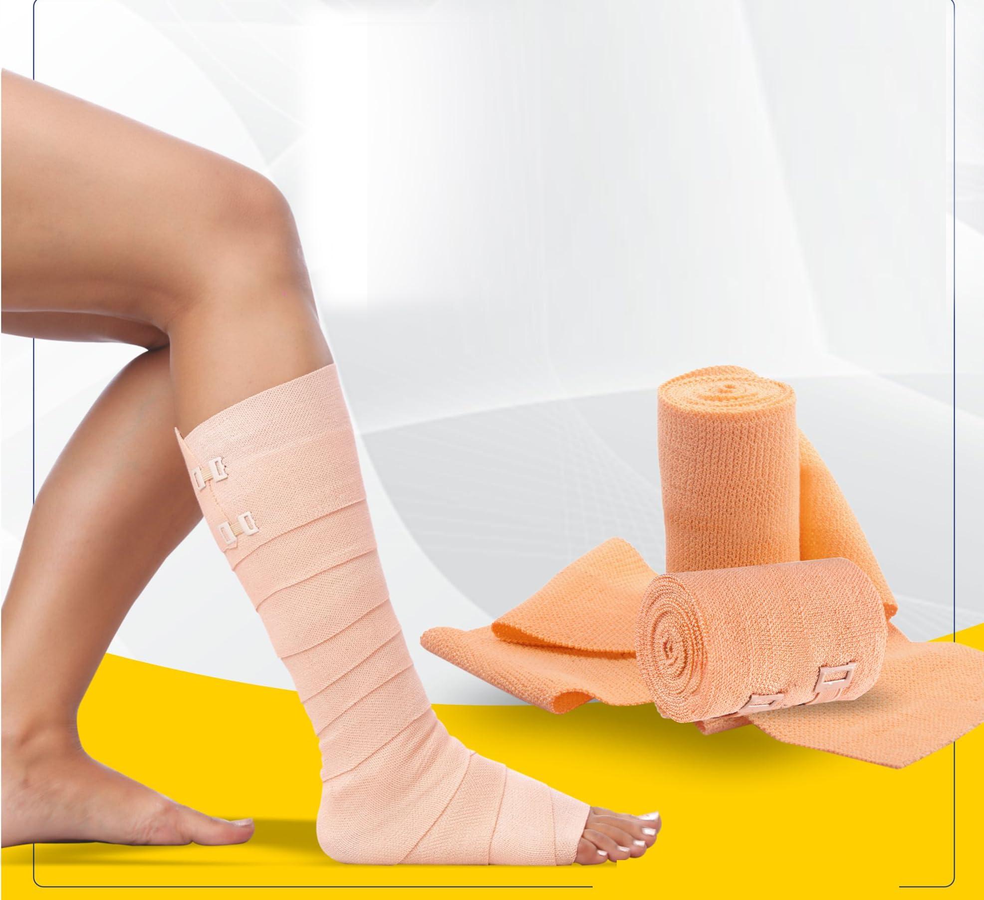 TopCrepe TopCrepe Cotton Crepe Bandage (Width 15 cm x 4 m Stretch Length) | Pain Relief for Sprains and Strains in Joints and Muscles | Pack of 2