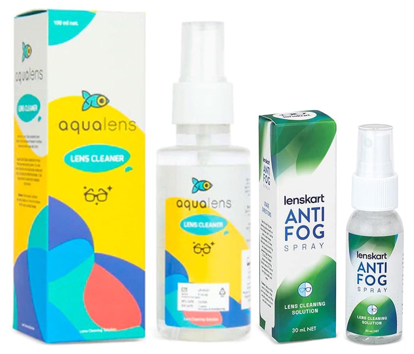 AQUALENS CONTACT LENSES AQUALENS CONTACT LENSES Lenskart Anti-Fog Spray(Lens Cleaning Solution)-30 Ml & Aqualens Spectacle Lens Cleaner 100 Ml Pack Combo