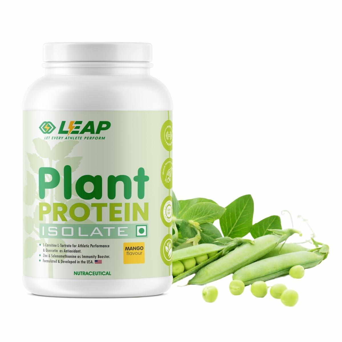 LEAP Leap Plant Protein - Pea Plant-Based Protein Powder, Gluten-Free, Metabolism Booster, Amino Acid Profile, Immunity Enhancer, Formulated in USA (Mango)