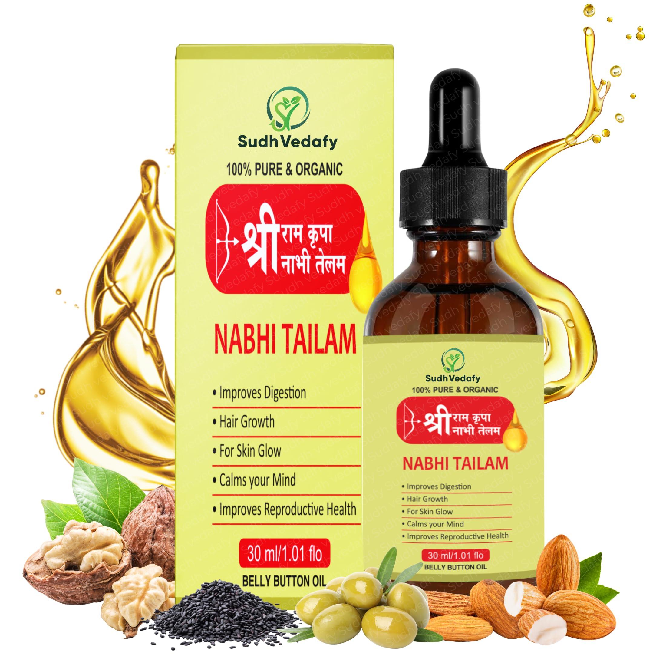 Sudh Vedafy Sudh Vedafy Sri Ram Nabhi Tailam 30ml | Ayurvedic Multi Benefit Nabhi Oil | Belly Button oil for Skin & Hair | Nabhi Oil ayurvedic for Health and Beauty | (Pack of 1)