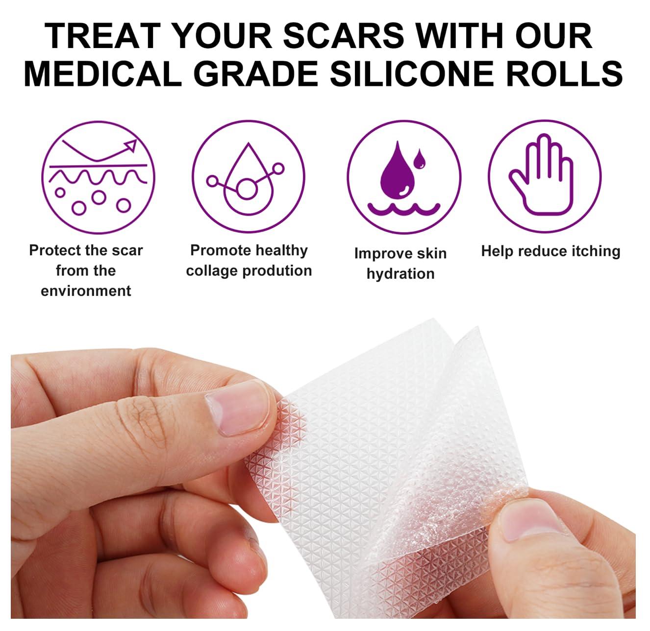 Bioline Bioline Clear Silicon Scar Sheet 4 x 150 Cm for Healing Scars Transparent tear silicone tape roll for hypertrophic scars and keloids caused by surgery, medical silicone for scar removal