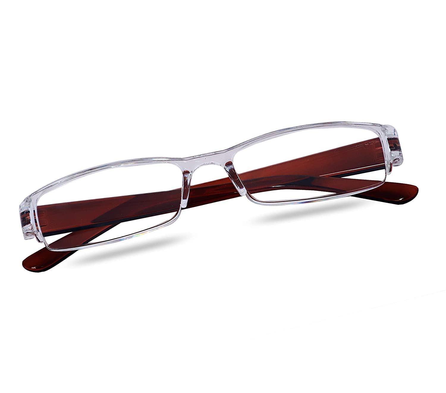 JaniFaoul JaniFaoul Unisex Rectangular Reading Glasses for omen men Trendy Readers Light Filtering Glasses (Brown, 1.5)