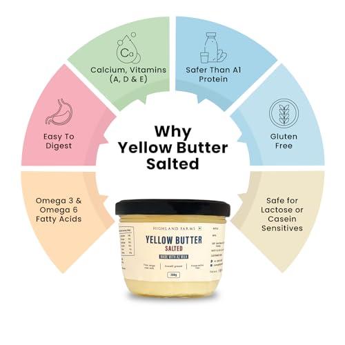 Courtyard farms private limited Highland Farms A2 Cow Milk Yellow Salted Butter |Traditional Method of Butter Making | Free Range Cow Milk | No Preservatives | 200gm