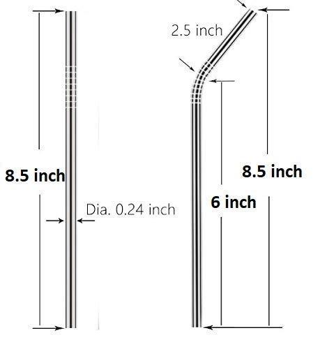 AmigozZ AmigozZ 2pcs Reusable Stainless Steel Drinking Straws with 1 Cleaner Brush Kits