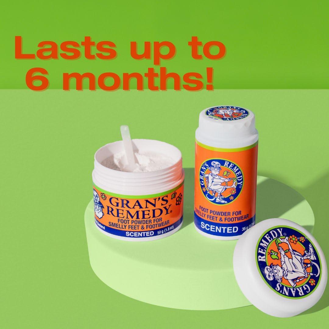 Gran's Remedy GRAN'S REMEDY Scented Foot Powder, Natural Shoe Deodorizer and Foot Odor Eliminator Powder for Men, Women, and Kids, Absorb Sweat and Moisture, Neutralize Smelly Odors, 50g