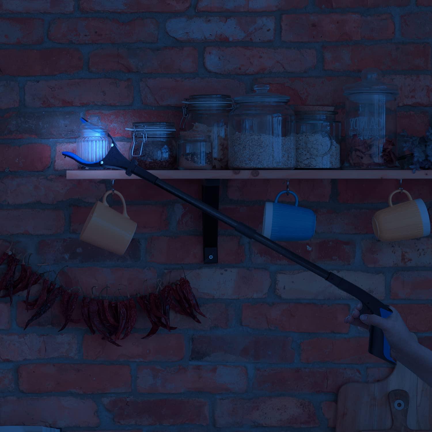 Luxet Luxet Grabber Reacher Tool-Long 32 Inch(Blue)Aluminum Foldable Pick Up Stick-Strong Grip Shelves Led Light Magnetic Tip,Lightweight Trash Picker Claw Reacher Grabber Tool For Elderly