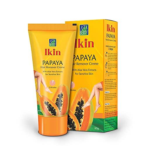 Ikin Ikin Papaya Hair Remover Cream For Sensitive Skin - Bikini Hair Removal Cream For Women & Girls (Pack of 2 (60gm X 2))