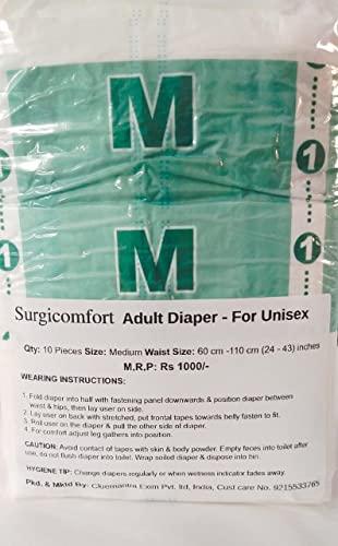 SURGICOMFORT SURGICOMFORT Adult Diaper Tape Style, Medium (60-110 cms), Waist Size (24"- 43") - Pack of 30 pcs For Unisex (30)