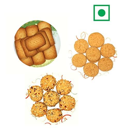 Dayal House Dayal House Premium Biscuits Combo of Desi Cow Ghee Atta, Australian, and dry fruites Cookies set With Extra Richness of Butter - Pack of 3 Cookies