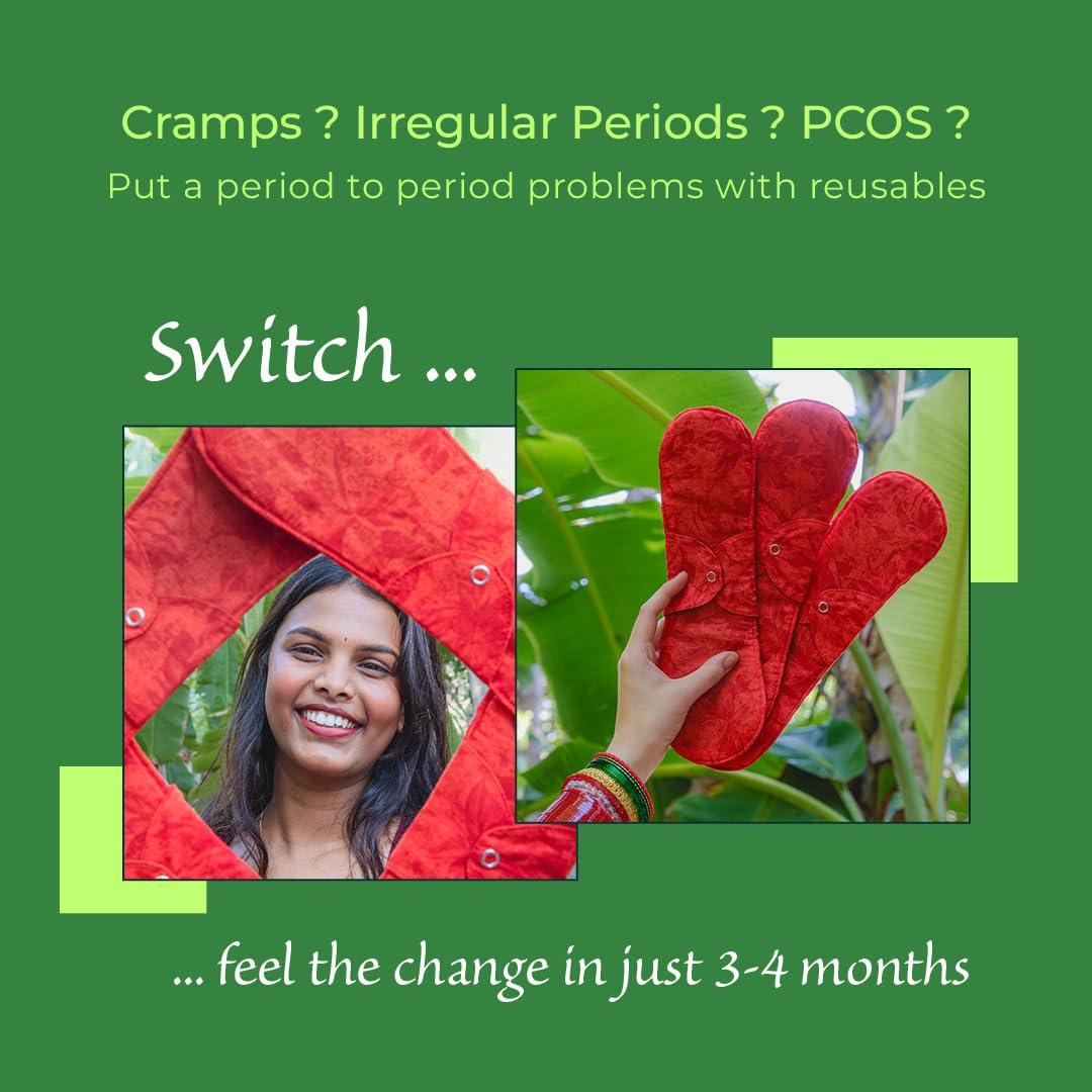 Saukhyam Reusable Pads Saukhyam Reusable Pads Saukhyam For Heavy Flow Pack|Leak-Proof Reusable Cloth Pads|2 Night&1 Day Base+3 Insert|Plus Wet Bag&Pouch|Dual Protection Bases&Inserts|Super Absorbent Banana Fiber