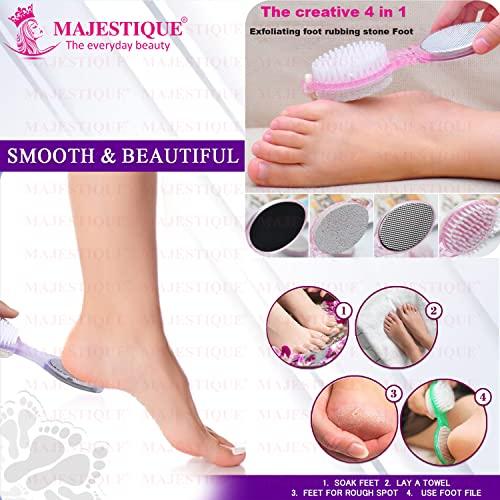MAJESTIQUE Majestique 4 in 1 Function Hard Skin Remover for Leg Scrubber | Foot Brush for Dead Skin Cleaning Pumice Stone for Feet | Foot Stone Pedicure Tools for Women and Men