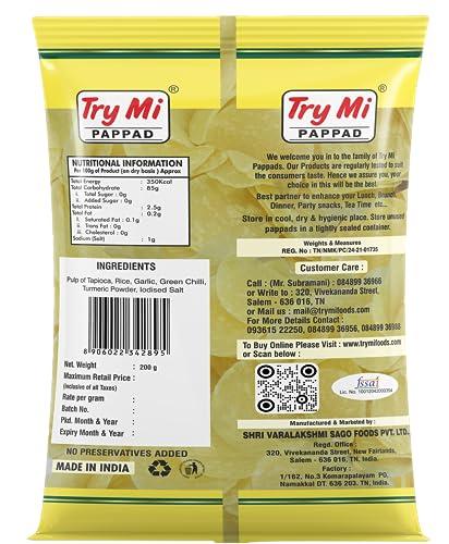 Try Mi PAPPAD Try Mi Pappad Garlic Papad 200 Gram Pack of 1 (200G) - Garlic Vadagam * Garlic Fryums * Garlic Applam * Garlic Appalam (Garlic)
