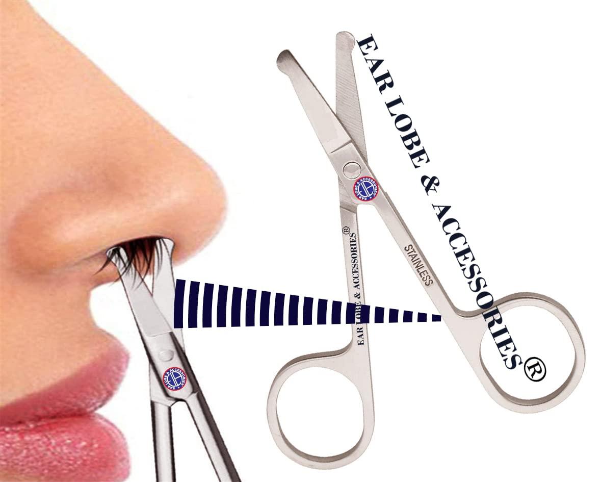 Ear Lobe & Accessories [Ear Lobe & Accessories] Nose/Ear Hair Trimming Scissor for Men & Women | Stainless Steel, 9 cm, Silver - Pack of 1