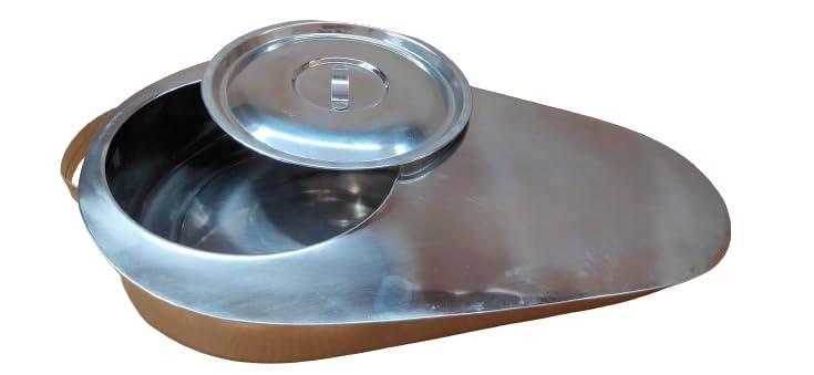 Jetflon Jetflon Bedpans for Elderly Men/male Bedpan Heavy Duty Smoothed Countoured for Bed-Bound Patient,Stainless Steel Bed pan for Medical Centers and Home Use stainless steel (pack of 1)