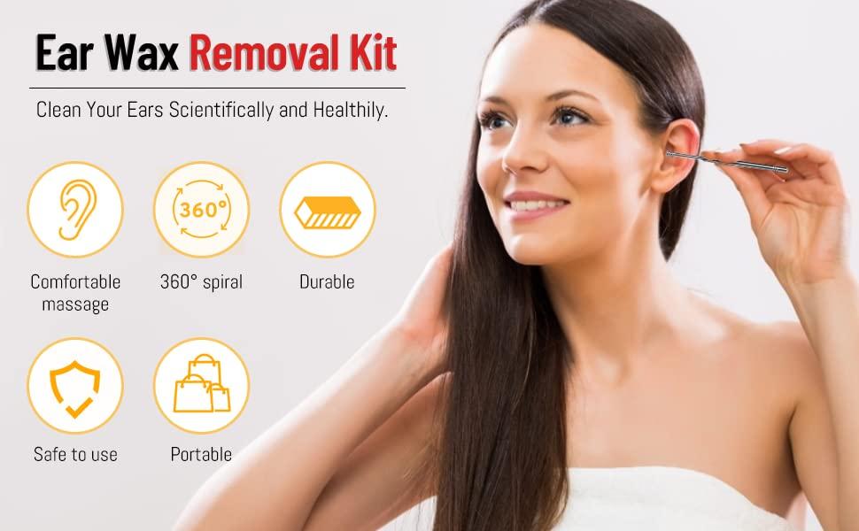 Kresal 6 Pcs Ear Wax Removal Kit, Kresal Professional Ear Pick Earwax Removal Tools, Stainless Steel Ear Cleaner Curette with Cleaning Brush and Storage Box, Suit for Kid Adult