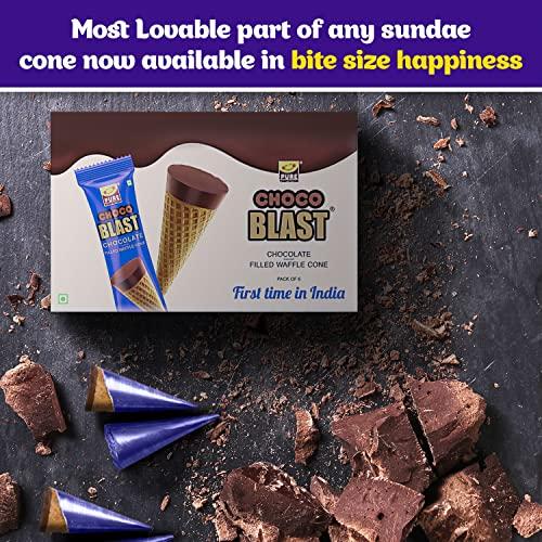 Pure Temptation Pure Temptation ChocoBlast Premium Delicious Chocolate Flavoured Choco Fills Waffle Cones - Chocolate Gift Box - Pack of 10 (Chocolate Pack of 5 + Almond Pack of 5) (Each Box Contains 6 Pcs)