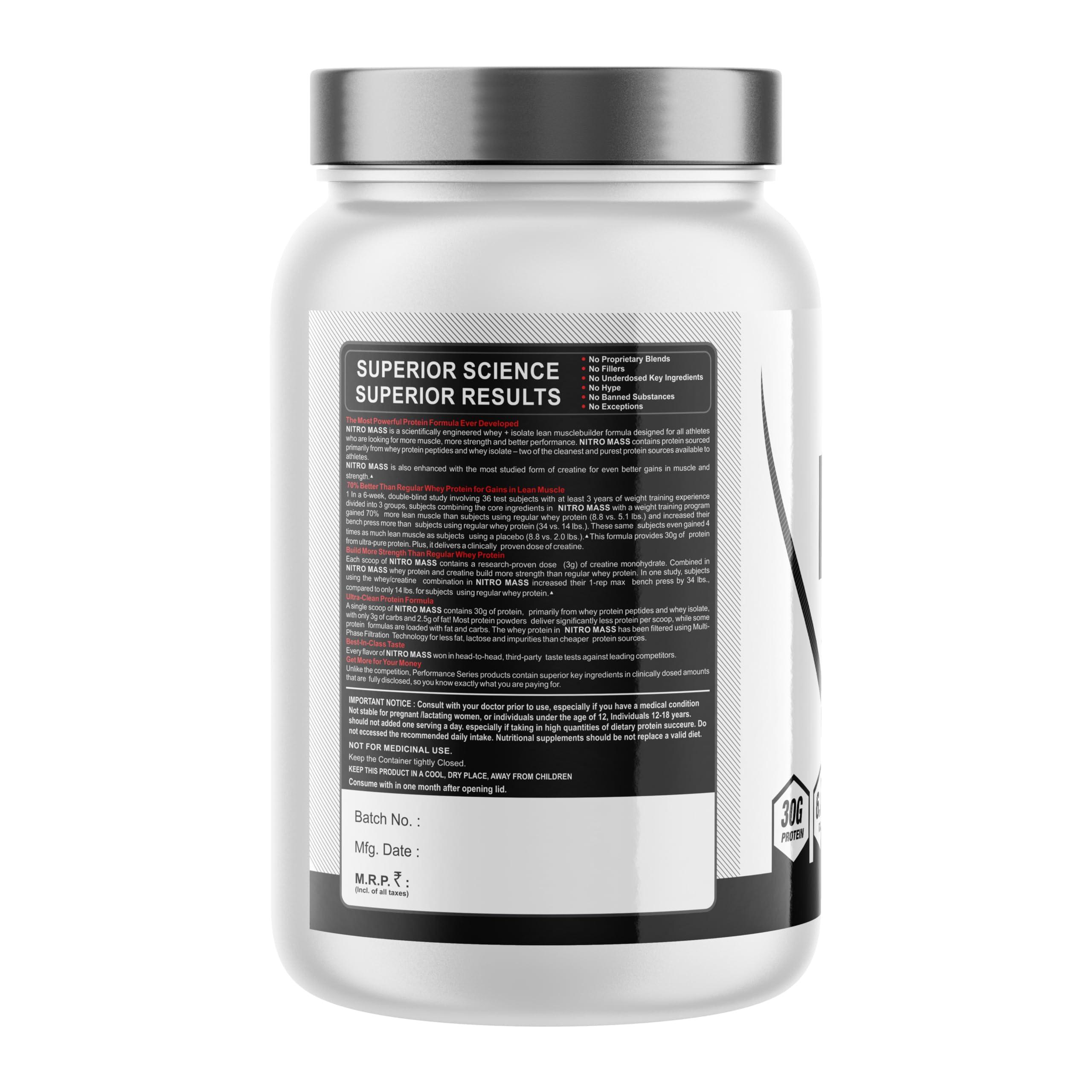 YSN NUTRITION Ysn Nutrition Nitro Mass Gainer | 30gm Protein Powder Supplement | For Men And Women | Silver Series (Kulfi, 1000g)