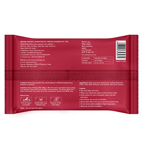 Sirona Sirona Intimate Wet Wipes - 10 Wipes, Pack Of 5