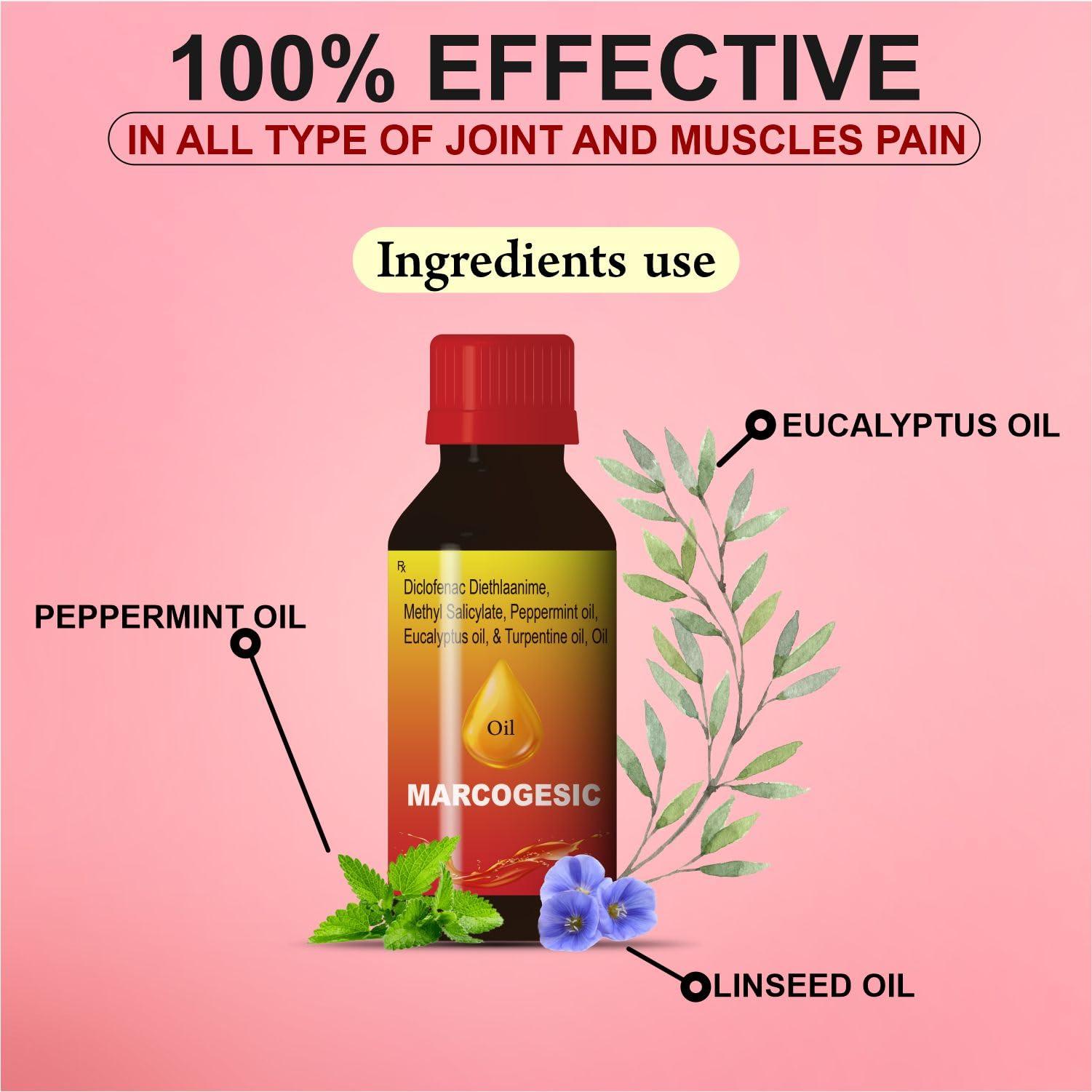 Generic Marcogesic Pain Relief Oil 60 ml (Pack of 2)| Damdar Non Stick Formula With Powerful Ingredients, Perfect For Joint, Muscle,Shoulder, Legs, Knee and Arthritis pain