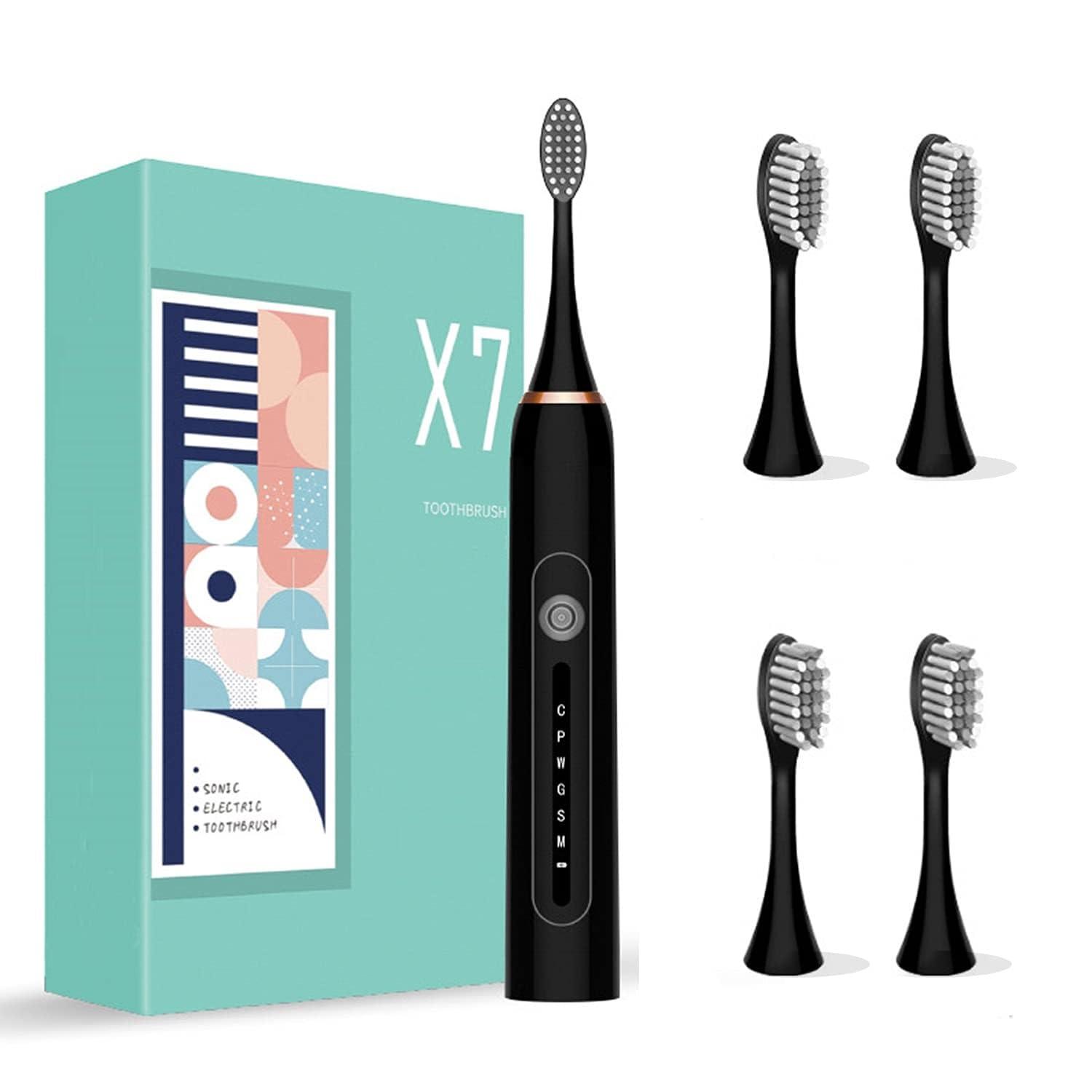 Clefairy Clefairy Electric Toothbrush For Adults, Travel Sonic Toothbrush with 4 Replacement Heads, Ultra Clean Rechargeable Toothbrush Portable Use 6 Optional Modes