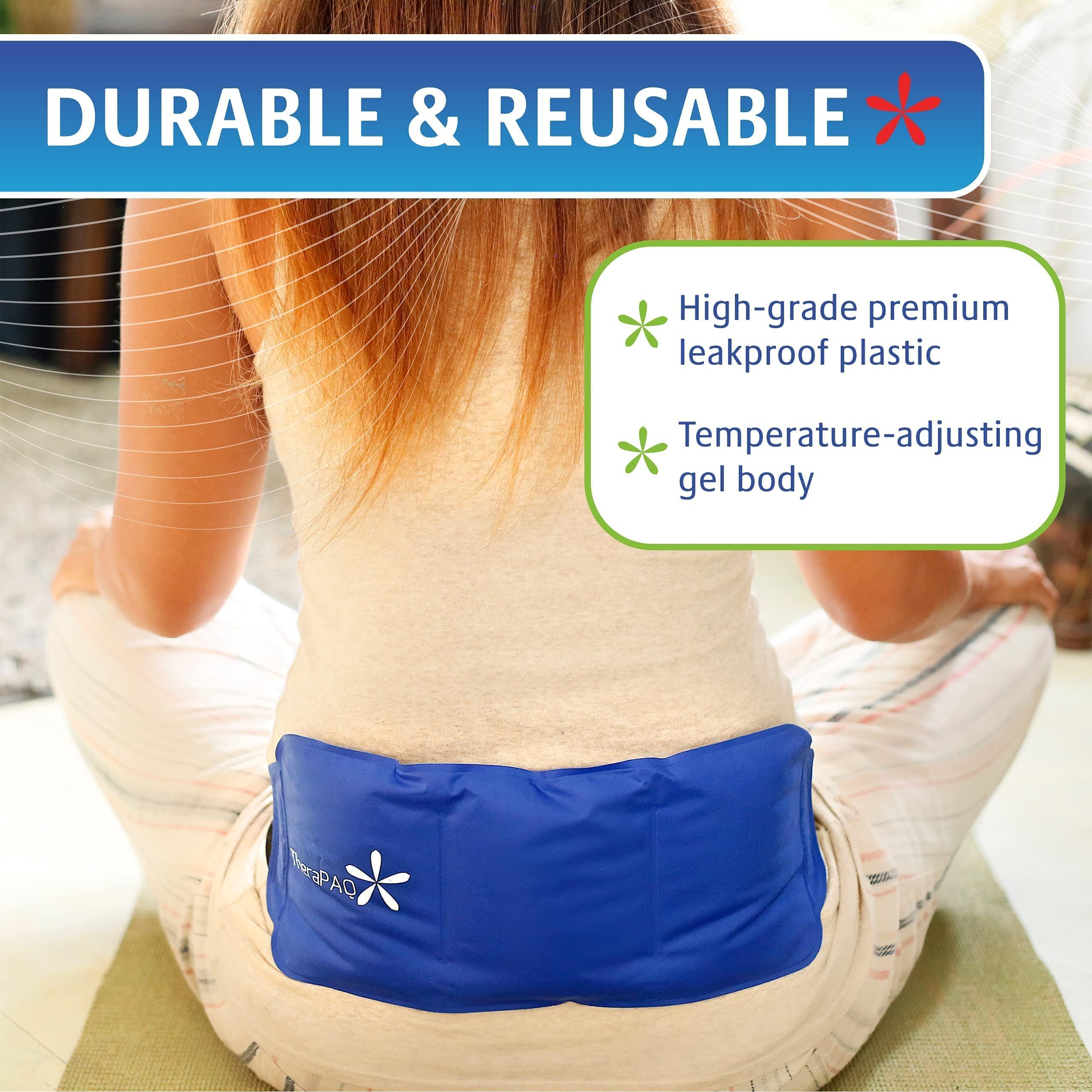 TheraPAQ Flexible Ice Pack with Wrap for Hot & Cold Therapy - Reusable Gel Pack for Pain Relief | Great as Heat or Ice Pack for Back Waist Shoulder Neck Ankle Calves and Hip (Large-size pack: 14 X 6 )