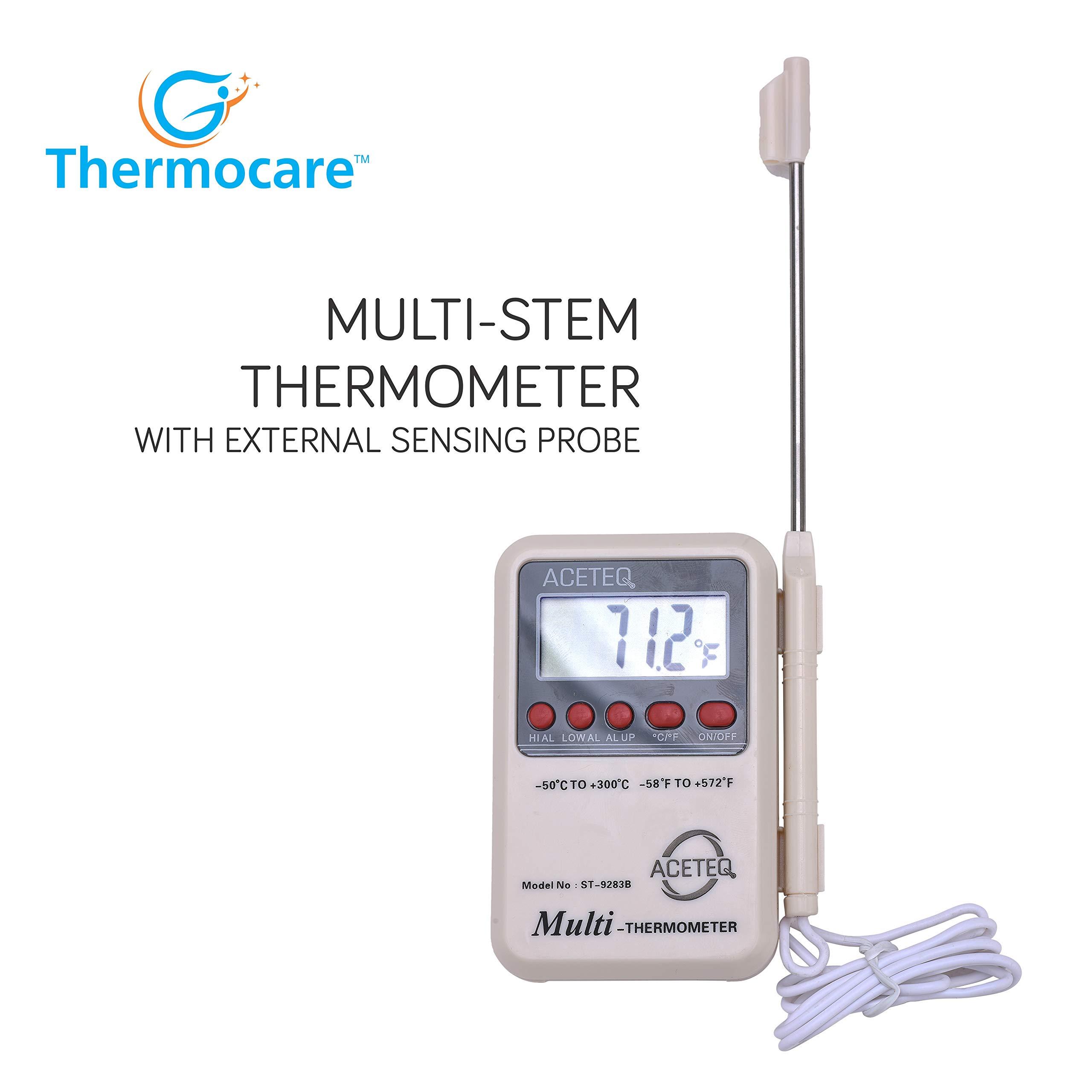 Thermocare Thermocare Multi Stem Digital Thermometer with External Sensing Probe and Portable LCD Digital, Accurate Fast Response (White)