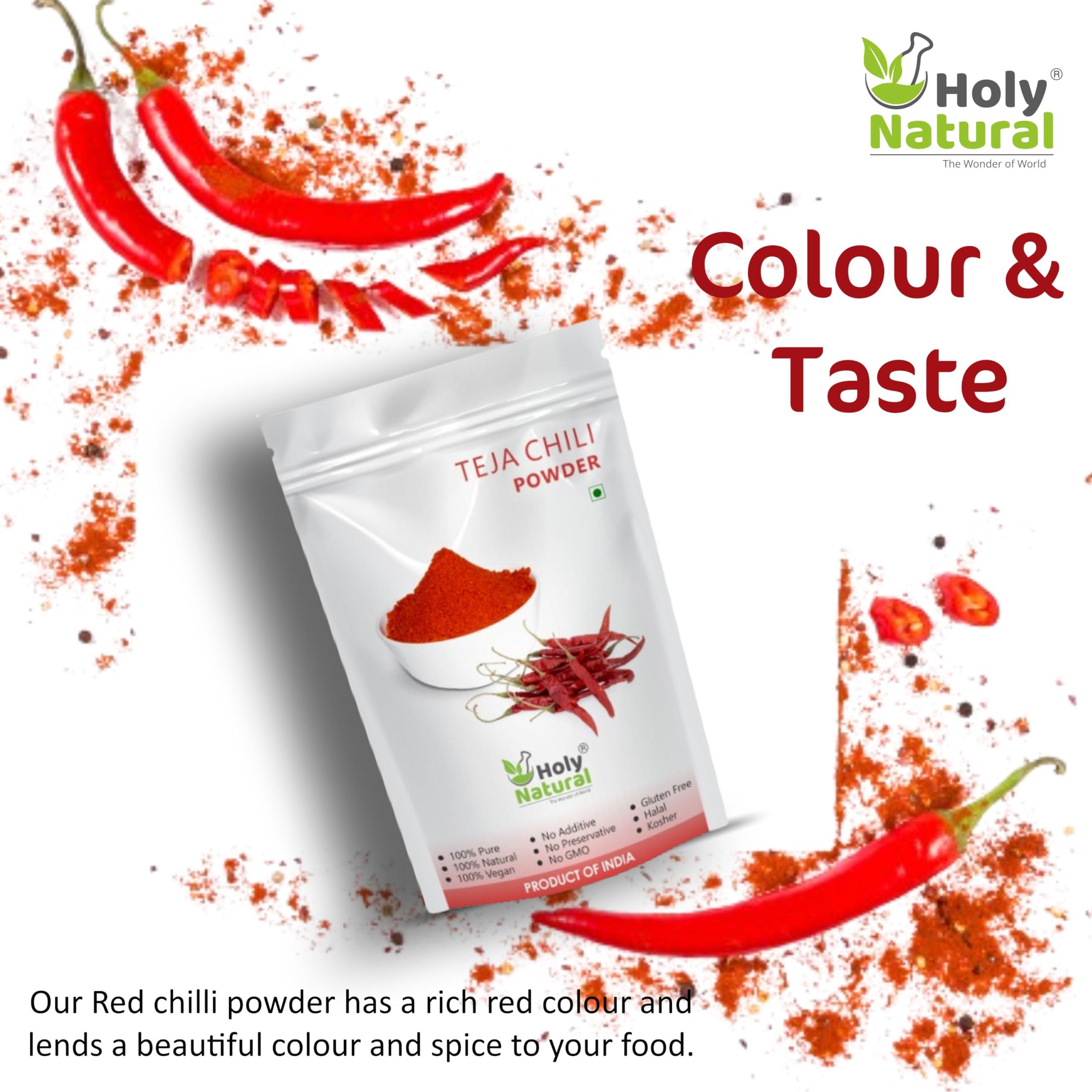 Holy Natural - The Wonder of World Holy Natural Teja Chilli Powder (250 gm), (Lal Mirch), Hot & Spice, Spice & Mild Chilli Powder, Make in Spices Sabji, Dal Tadka, Panjabi & Tandoori Dishes, Delicious &Tasty.