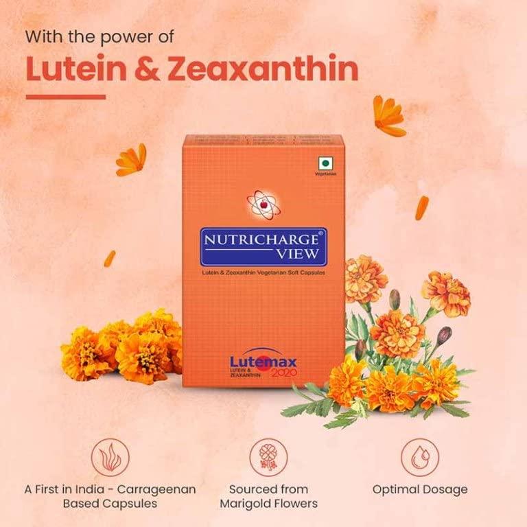 TROPHIC WELLNESS PVT LTD RCM Nutricharge VIEW (Power of Lutein & Zeaxanthin)-(DE@1)_30 VEG Soft Capsule For Eye Health