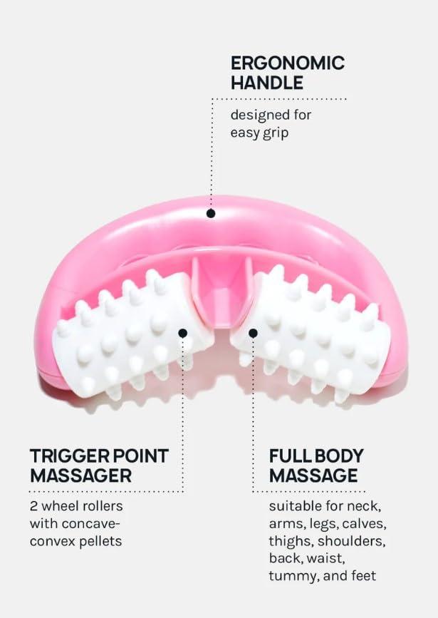 NavaFresh Basics SHOPYTRAP Manual Round Handle Plastic Massage Roller With 2 Rolls for Muscle Pain and Recovery from Injuries. Roller for Legs, Arms, Back and other Muscular Areas to Release Tension.