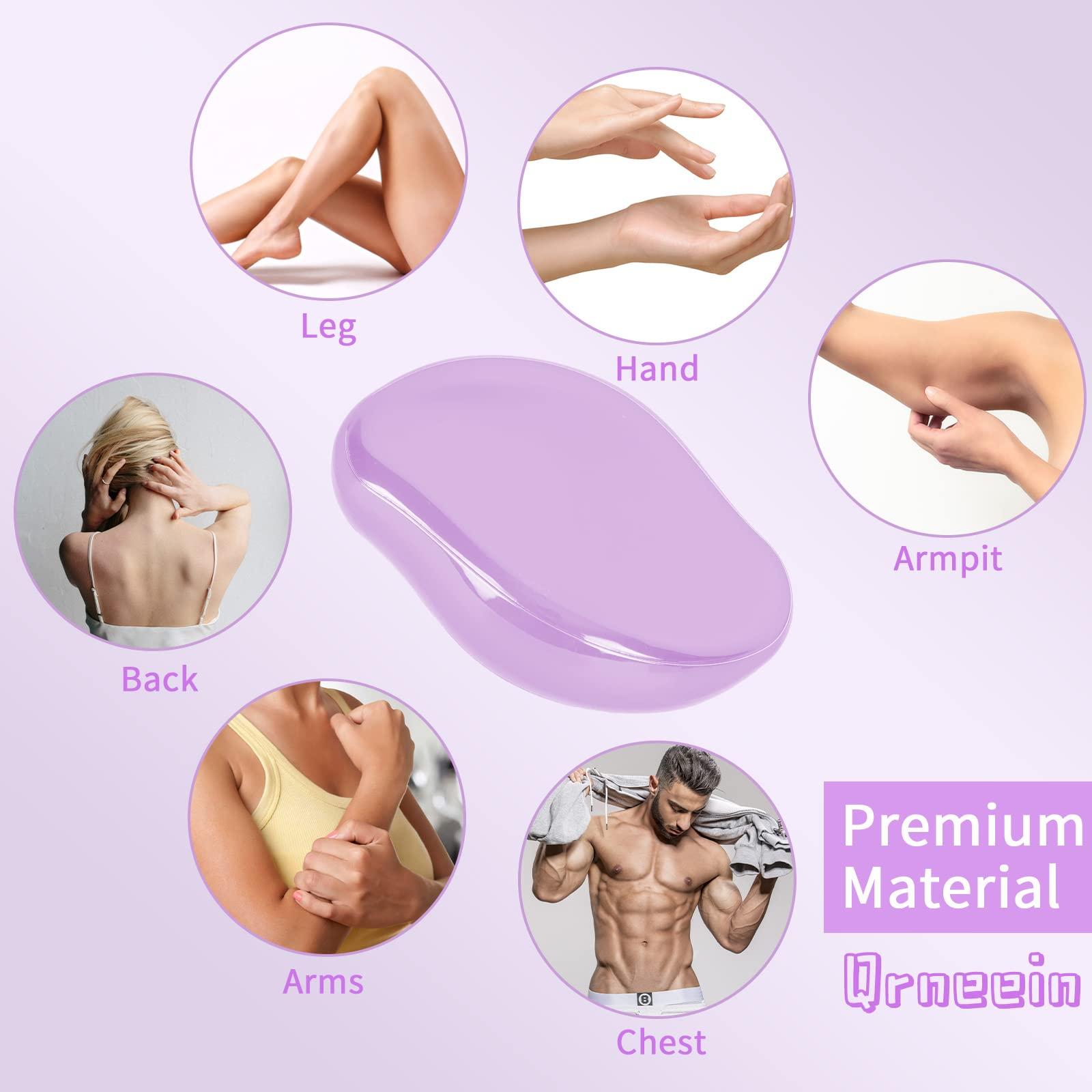Qrneein Crystal Hair Eraser Stone, Painless Magic Crystal Hair Remover for Women Men, Silky Hair Removal Eraser Exfoliator Tool for Arms Legs Back Body Any Part