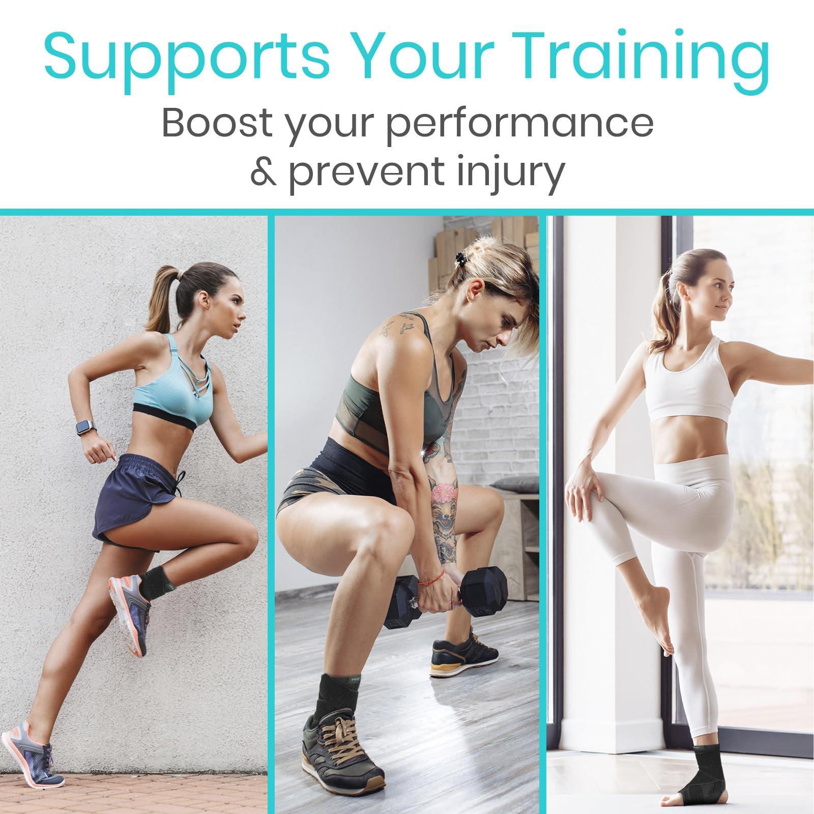 VIVE Sprained Ankle Brace by Vive - Ankle Support Secured with Extra-Strength Velcro One Size Fits Most - Best Ankle Wrap for Exercise Running Pain Relief and Injury Recovery - Vive Guarantee