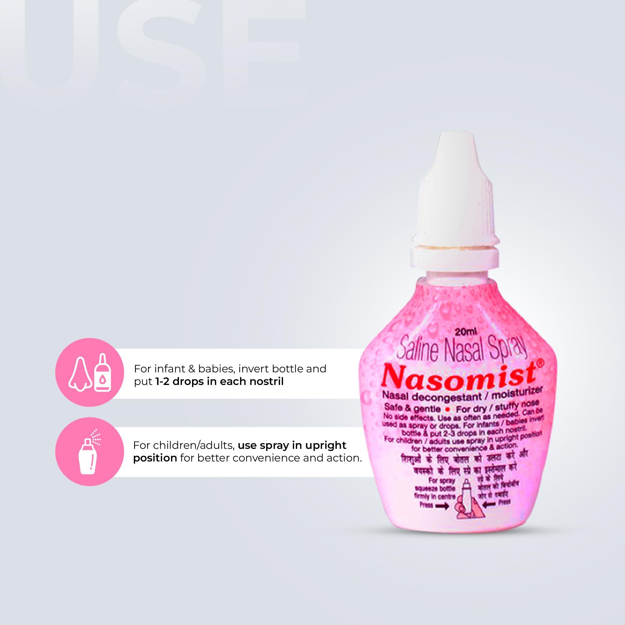 Nasomist Nasomist Original Nasal Saline Spray/Drops : For Dry And Thick Mucus Caused By Atrophic Rhinitis, Chronic Sinusitis And Crust Nasal Membrane, Pack Of 4