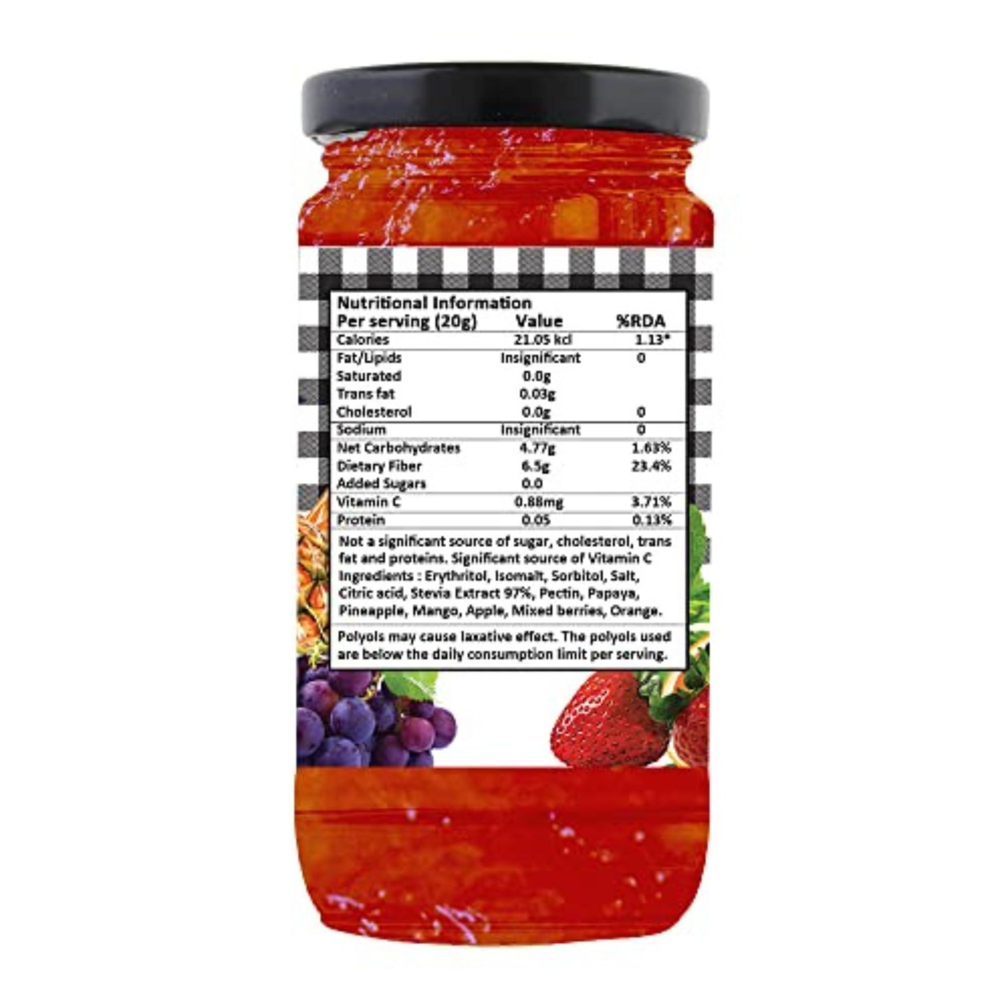 VISTEVIA Vistevia Sugar Free Mixed Fruit Jam & Strawberry Jam, Diabetic and Keto Friendly - Sweetened Naturally with Stevia, More Than 60% Fruit Content - Tastes Delicious - Pack of 2 (400 * 2 GM)