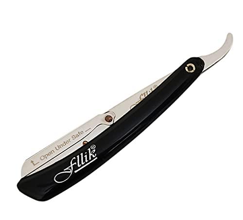 Fllik Fllik Barber Razor Barber Folding Shaving Razor for Salon Use for Men and Boys Stainless Steel Black Handle