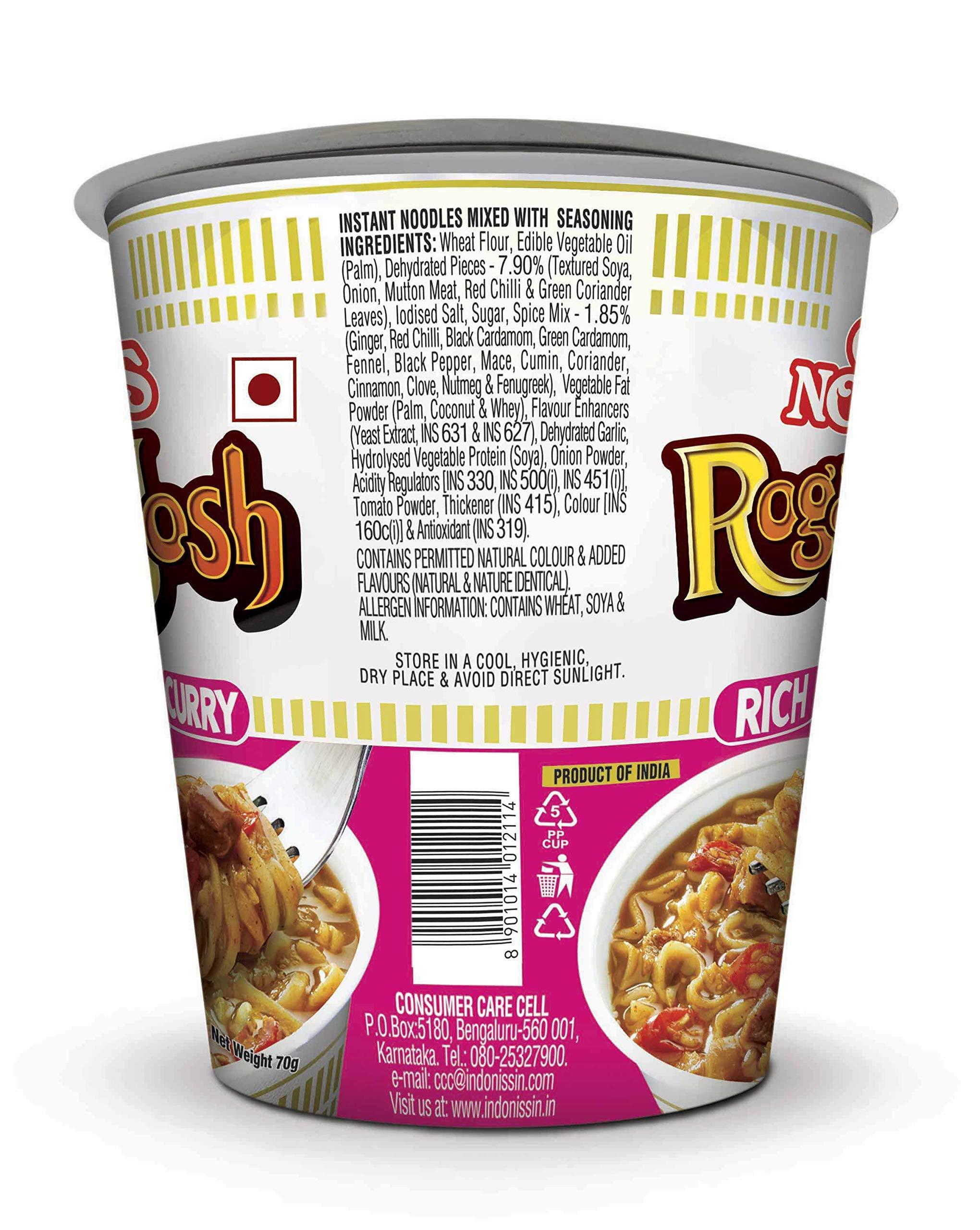 Nissin Fresh Produce Nissin Cup Noodles Rogan Josh - Rich Mutton Curry High Fiber, 70 Gram, Vegetarian