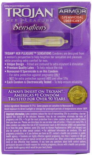 Trojan Trojan Her Pleasure Sensations Spermicidal Condoms, 12 Count