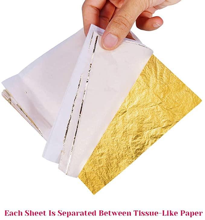 ROYAL HIND RAJASTHAN WARAQ ROYAL HIND RAJASTHAN WARAQ Gold Vark for Sweets - Gold Edible Finest Gold Leaves (5Inch*3 Inch-4 sheets)