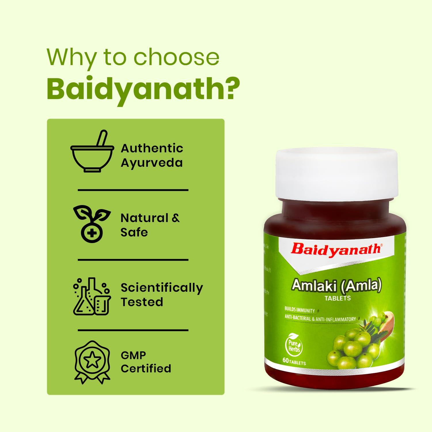 Baidyanath Baidyanath Amlaki (Amla) 60 Tablets (Pack of 2) - Natural Health Booster for Enhanced Hair, Skin, Digestive Health, Metabolism Support and Sugar Level Management