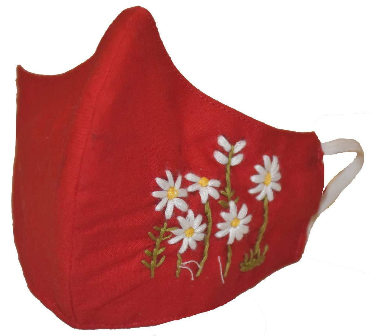 Kheyali Boutique Kheyali Boutique Pure Cotton Hand Embroidered Washable Resuable Anti Pollutant 3 Ply Face Mask (Pack of 2)