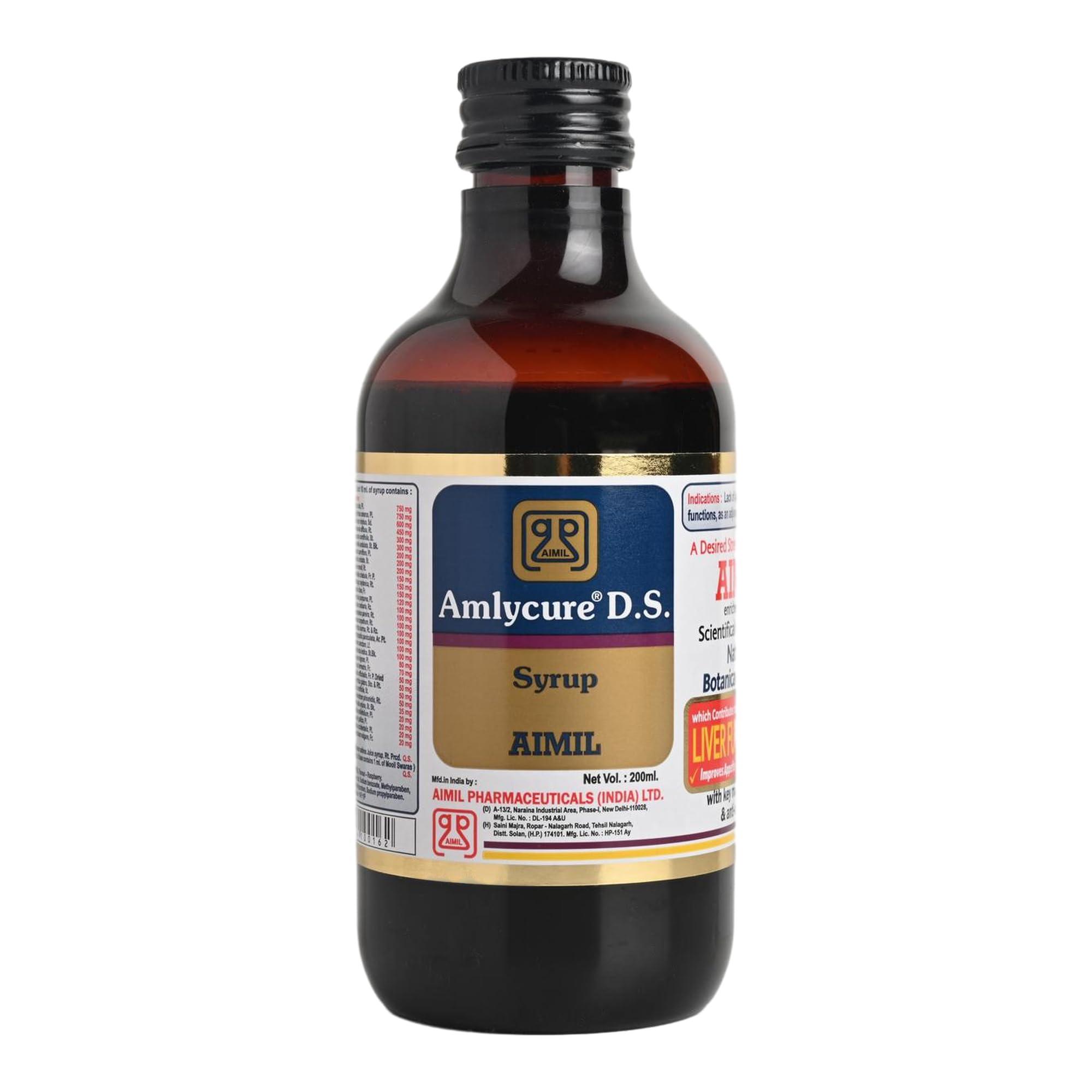 AIMIL AIMIL Amlycure D.S. Syrup -200ml | Ayurvedic Liver Health Protector  Natural Liver Herbal Tonic | Metabolism Booster
