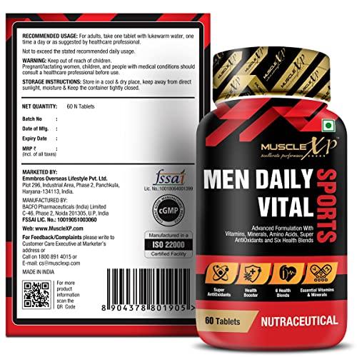 MuscleXP MuscleXP MultiVitamin Men Daily Sports with 47 Nutrients (Multi Vitamins, Multi Minerals, Amino Acids & 7 Health Blends) - 60 Tablets x Pack of 2